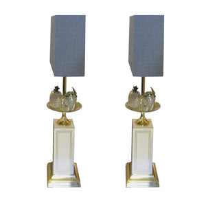 A pair of Maison Le Dauphin table lamps with lucite fruits