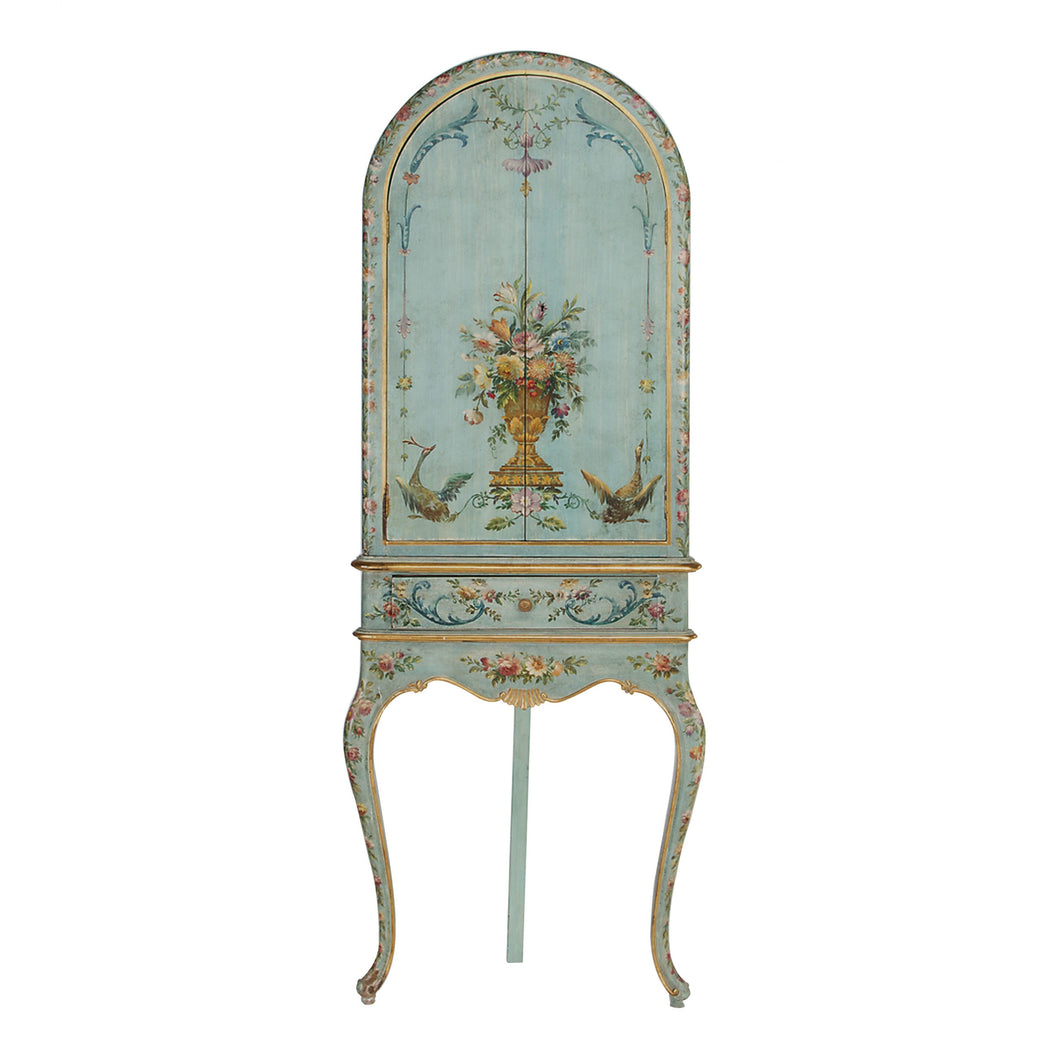 Mid century corner cabinet in polychrome and gilt wood