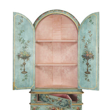 Load image into Gallery viewer, Mid century corner cabinet in polychrome and gilt wood
