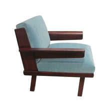 Load image into Gallery viewer, A pair of armchairs upholstered in blue velvet, Swedish
