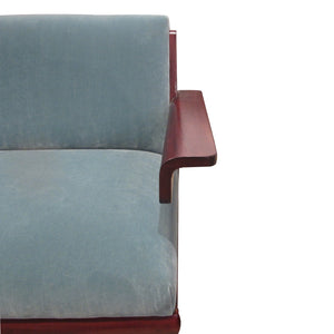 A pair of armchairs upholstered in blue velvet, Swedish