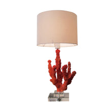 Load image into Gallery viewer, A pair of red sin coral table lamps, mid century
