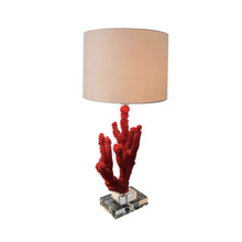 Load image into Gallery viewer, A pair of red sin coral table lamps, mid century
