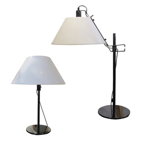 A pair of large table lamps with adjustable lucite shades by Metalarte, Spain 1960's