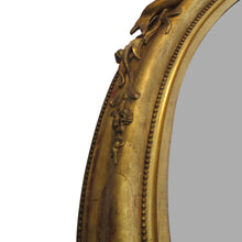 Load image into Gallery viewer, Pair of Napoleon III carved gild oval mirrors, French circa 1860
