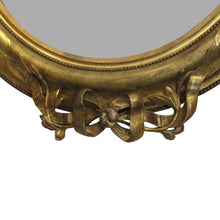 Load image into Gallery viewer, Pair of Napoleon III carved gild oval mirrors, French circa 1860

