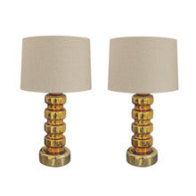 Load image into Gallery viewer, A pair of gold glass table lamps, 1960&#39;s
