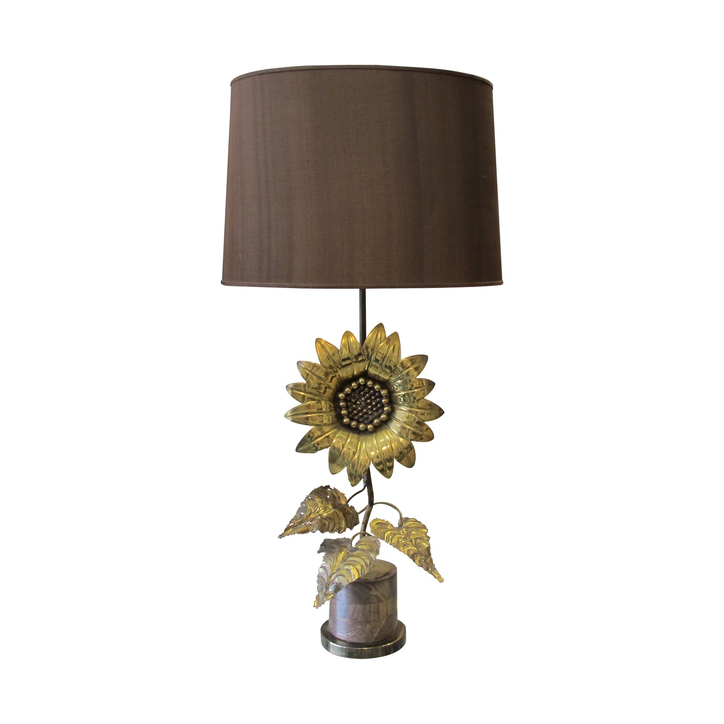 A 1960's brass sunflower lamp, French