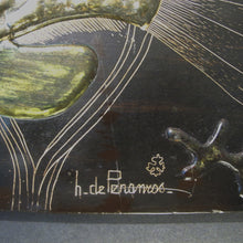Load image into Gallery viewer, A painted wall plaster relief of fish under water by H. De Penanros
