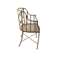 Load image into Gallery viewer, Occasional gilt metal faux bamboo single chair, 1970&#39;s
