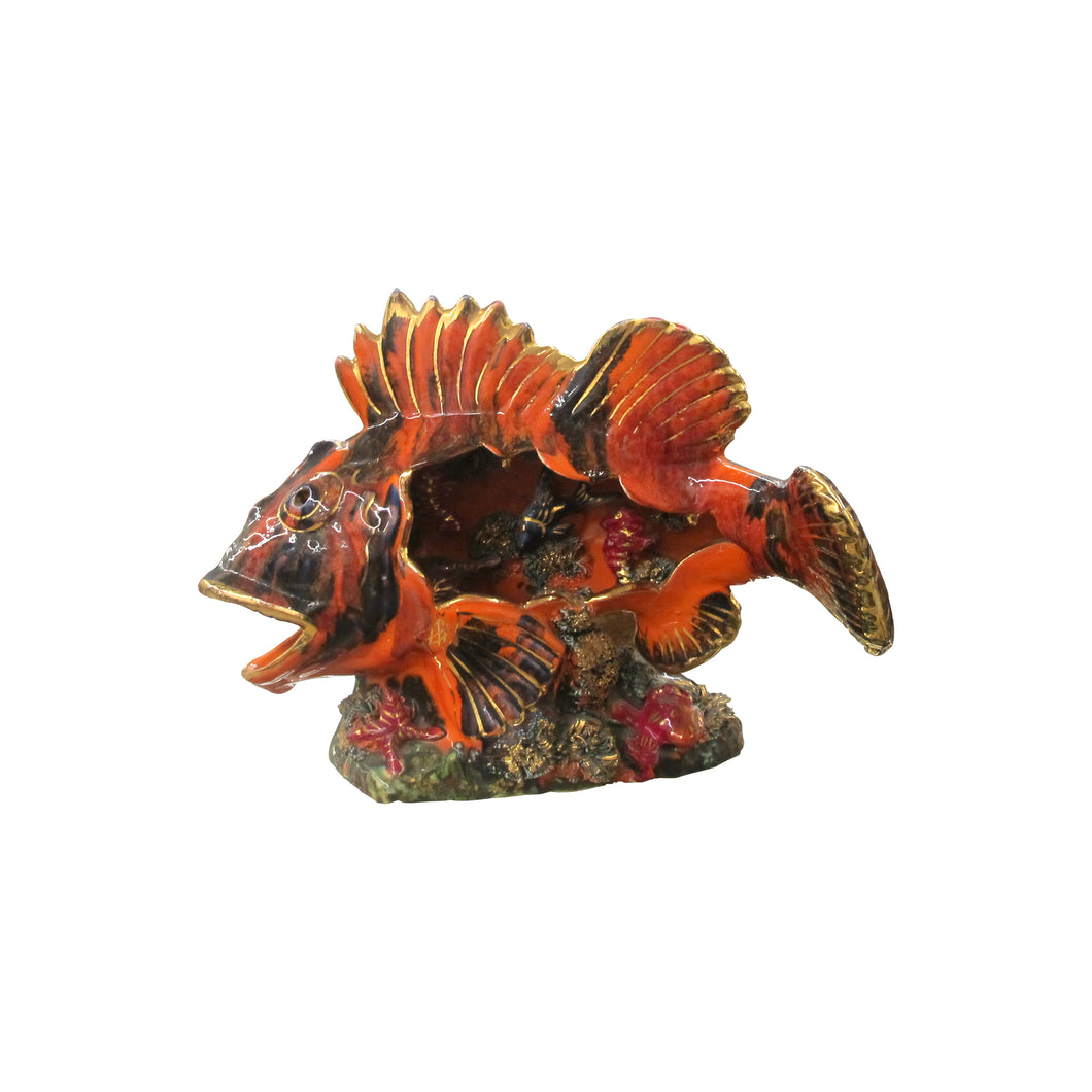 A large glazed ceramic fish sculpture table lamp from Vallauris, French 1950's
