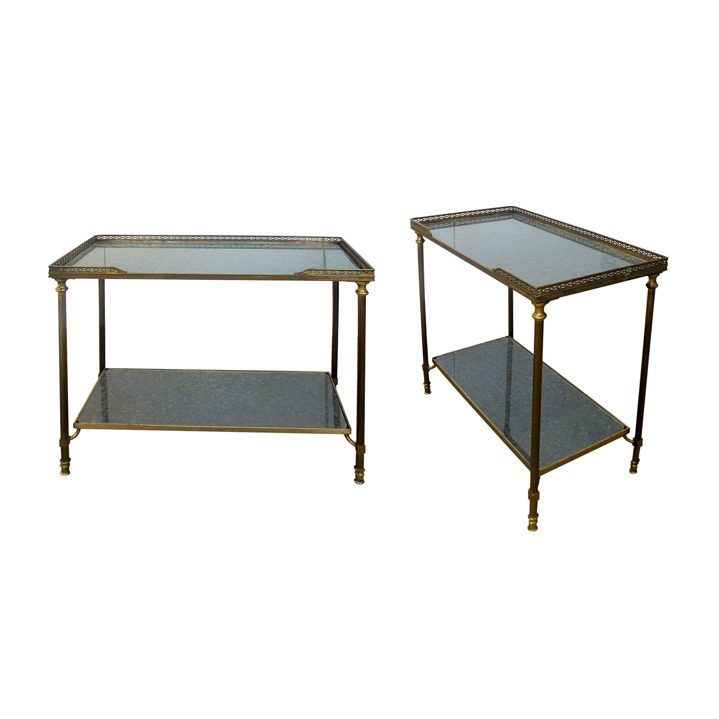 Pair of brass side table attributed to Maison Bagues, mid century French