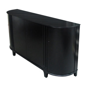 1950s Scandinavian large black tall bow fronted sideboard