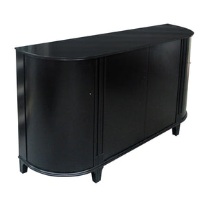 1950s Scandinavian large black tall bow fronted sideboard