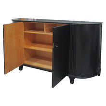 Load image into Gallery viewer, 1950s Scandinavian large black tall bow fronted sideboard
