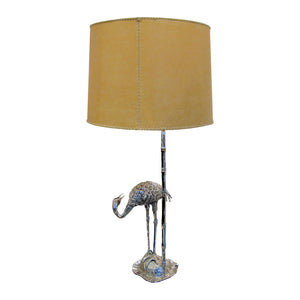 1960s Spanish silver-plated pair of bronze heron table lamps by Valenti