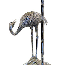 Load image into Gallery viewer, 1960s Spanish silver-plated pair of bronze heron table lamps by Valenti
