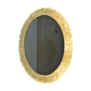 1960s German Balschbach pair of illuminated oval backlit Lucite wall mirror