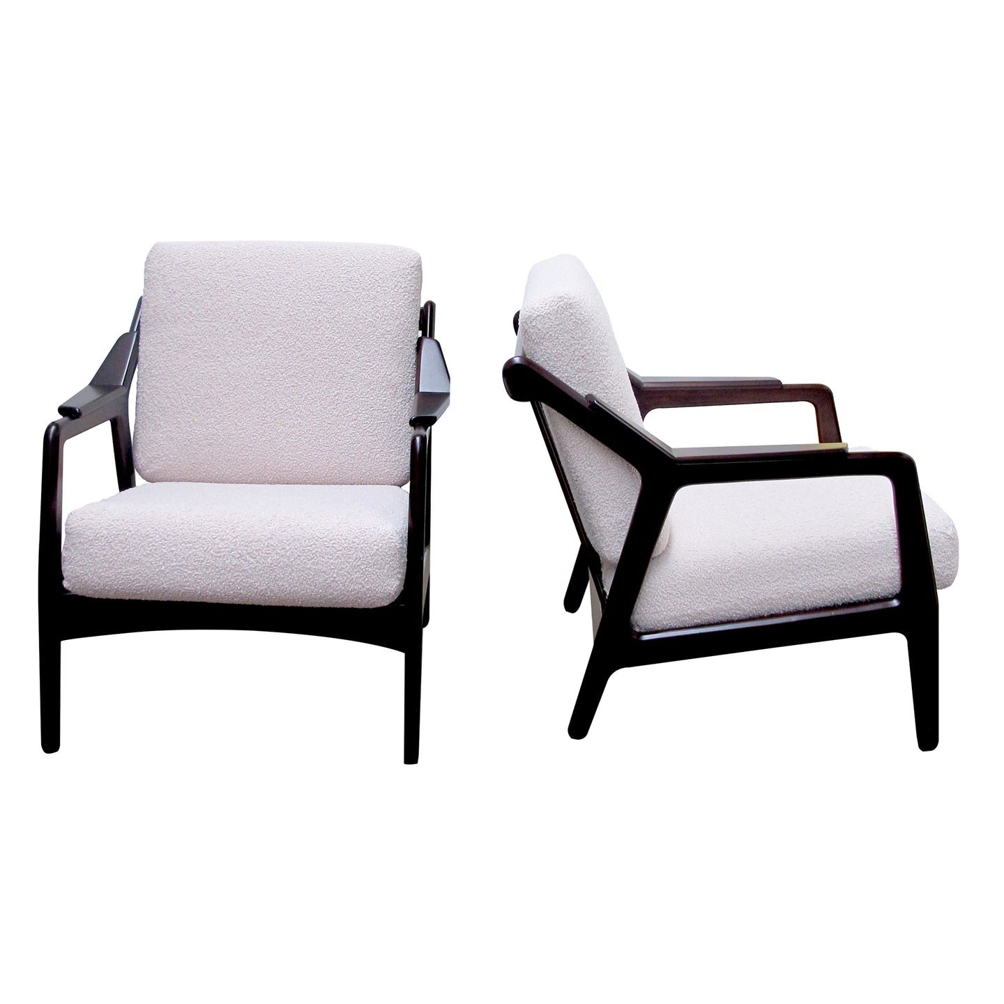 1950s Swedish pair of armchairs newly upholstered