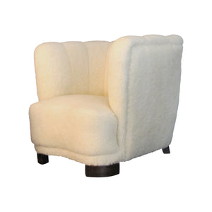 Swedish, 1930s art deco single club armchair newly upholstered in lambskin fabric