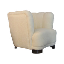 Load image into Gallery viewer, Swedish, 1930s art deco single club armchair newly upholstered in lambskin fabric
