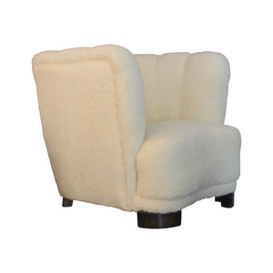 Swedish, 1930s art deco single club armchair newly upholstered in lambskin fabric