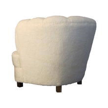 Load image into Gallery viewer, Swedish, 1930s snug art deco single club armchair newly upholstered in lambskin fabric
