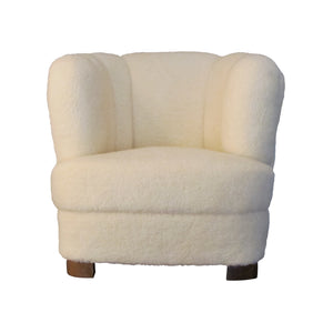 Swedish, 1930s snug art deco single club armchair newly upholstered in lambskin fabric