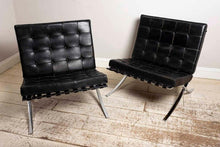 Load image into Gallery viewer, Pair of 1950s Chrome and Black Leather Barcelona Chairs
