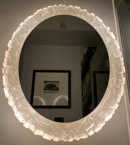1970s Illuminated Oval Erco Lucite Wall Mirror.  3 available.