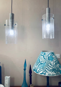 Pair of 1970s Glashütte Limburg Hanging Lights