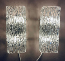 Load image into Gallery viewer, Pair of Small 1960s Kalmar Waved Glass Wall Lights
