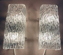 Load image into Gallery viewer, Pair of Small 1960s Kalmar Waved Glass Wall Lights
