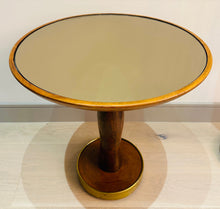 Load image into Gallery viewer, 1940s Italian Walnut, Bronzed Glass &amp; Brass Side Table
