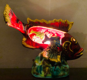 1960S French Vallauris Ceramic Fish Table Lamp