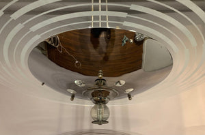 1950s Art Deco Chrome & Glass Saturn Ring Chandelier