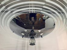 Load image into Gallery viewer, 1950s Art Deco Chrome &amp; Glass Saturn Ring Chandelier
