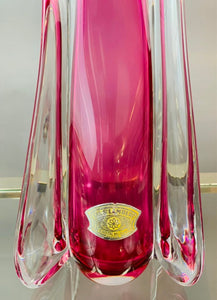 1950s Val St Lambert Pink & Clear Glass Table Lamp