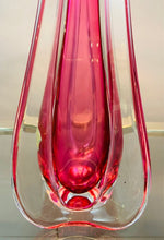 Load image into Gallery viewer, 1950s Val St Lambert Pink &amp; Clear Glass Table Lamp
