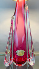 Load image into Gallery viewer, 1950s Val St Lambert Pink &amp; Clear Glass Table Lamp
