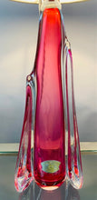 Load image into Gallery viewer, 1950s Val St Lambert Pink &amp; Clear Glass Table Lamp
