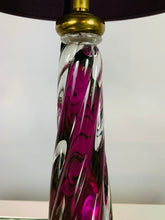 Load image into Gallery viewer, 1950s Val St Lambert Purple Twisted Glass Lamp Base
