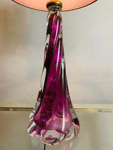 1950s Val St Lambert Purple Twisted Glass Lamp Base