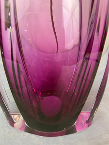 1950s Val St Lambert Purple & Clear Glass Table Lamp