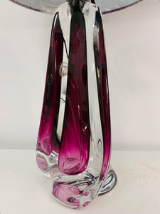 1950s Val St Lambert Purple Glass Table Lamp