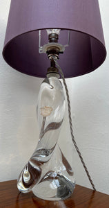1950s Val St Lambert Swirled Clear Glass Lamp Base