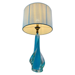 1950s Val St Lambert Turquoise Table Lamp