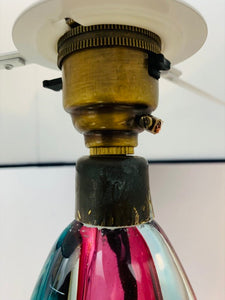 1950s Val St Lambert Turquoise Glass Lamp