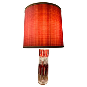 1950s Val St Lambert Ruby Red Crystal Table Lamp