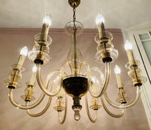 Load image into Gallery viewer, 1950s Czech Crystal Glass 8 Arm Chandelier

